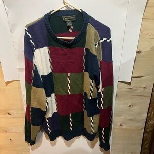 Vintage 90s Croft & Barrow Sweater Mens Medium Cotton Color Block